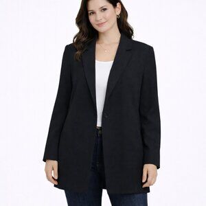 VTG Morgan Miller Classic Long Line Black Blazer Sz 14